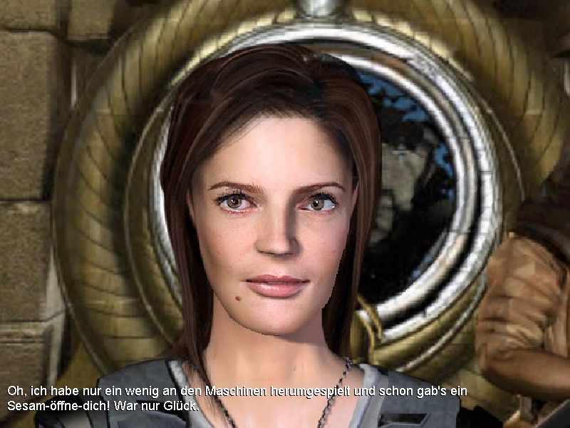 Beyond Atlantis II (Windows) screenshot: The nameless archeologist heroine. (German subtitles)