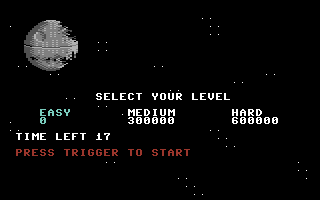 Star Wars: Return of the Jedi (Commodore 64) screenshot: Select game difficulty