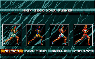 International Sports Challenge (Atari ST) screenshot: Selection of runner