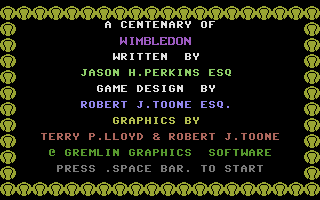 Wimbledon (Commodore 16, Plus/4) screenshot: Title Screen.
