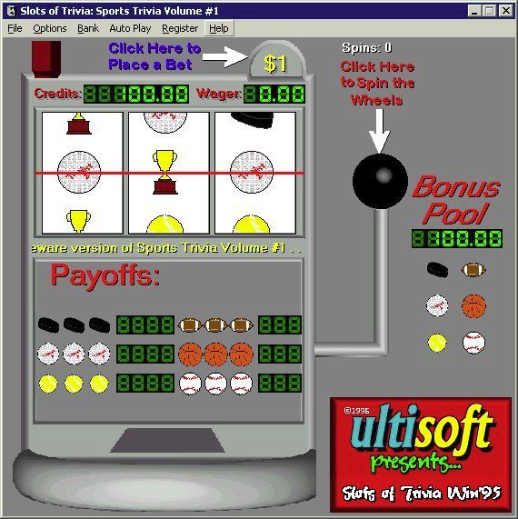 Slots of Trivia (Windows) screenshot: The game screen