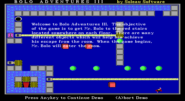 Bolo Adventures III (DOS) screenshot: Demo