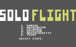 Solo Flight: 2nd Edition (Commodore 64) screenshot: Which state?