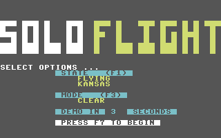 Solo Flight (Commodore 64) screenshot: Options (1984 version)