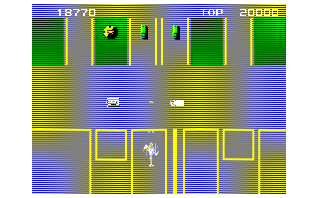 Gyrodine (Sharp X1) screenshot: The staff from Crux later moved on to Toaplan, so this game can be seen as the predecessor to Tiger Heli and Twin Cobra