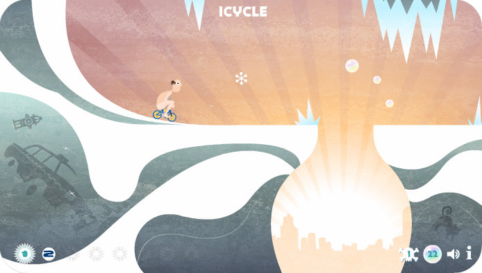 Icycle (Browser) screenshot: Watch out for the spiky frosticles.