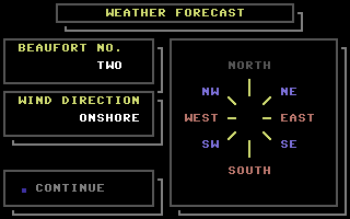 Surfchamp (Commodore 64) screenshot: Weather forecast.