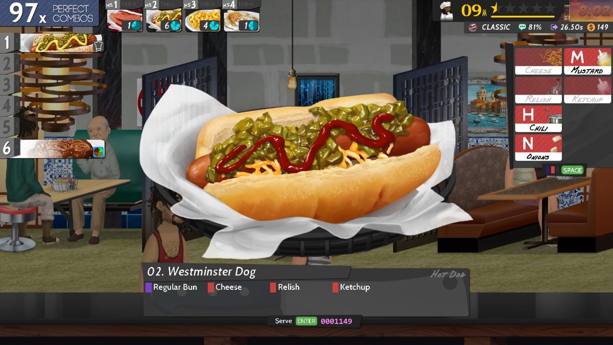 Cook, Serve, Delicious! 2!! (Windows) screenshot: Putting ingredients on a hot dog