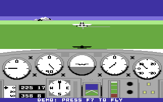 Solo Flight: 2nd Edition (Commodore 64) screenshot: Taking off.