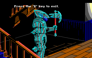 The Colonel's Bequest (DOS) screenshot: Applying some oil to a rusty suit of armor