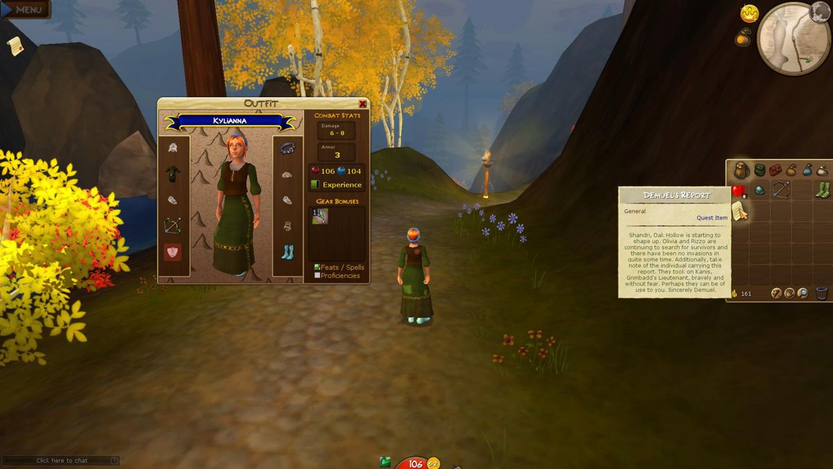Villagers & Heroes of a Mystical Land (Windows) screenshot: Inventory and Outfit