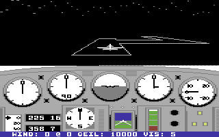 Solo Flight: 2nd Edition (Commodore 64) screenshot: Night Flying.