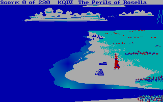 King's Quest IV: The Perils of Rosella (DOS) screenshot: SCI: Opening screen (4 colour CGA with RGBI monitor)