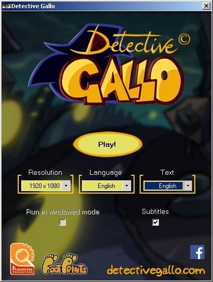 Detective Gallo (Windows) screenshot: Startup screen