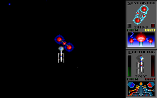 Star Control II (DOS) screenshot: The Sylandro are a common enemy. They tend to have such glowing ships