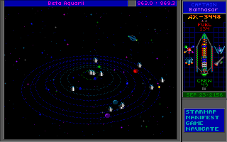 Star Control II (DOS) screenshot: Departing a busy star system