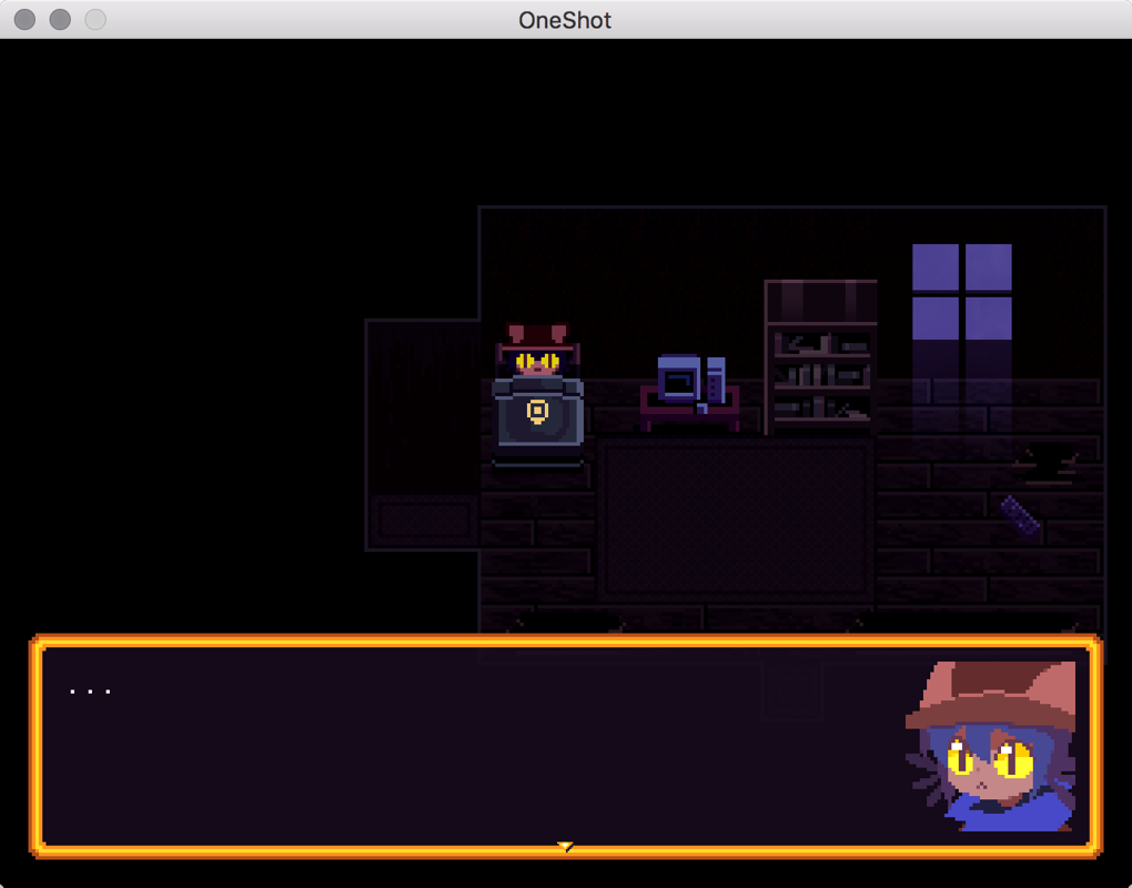 OneShot (Macintosh) screenshot: Niko is in this dark house without knowing how they got there.