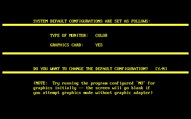 Wall $treet Raider (DOS) screenshot: DOS Shareware release, version 4.0 (1993):<br>After the title screen there are two information screens before the game seeks confirmation of the system configuration.