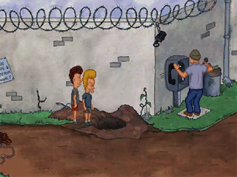 MTV's Beavis and Butt-Head in Virtual Stupidity (Windows) screenshot: The tunnel under the wall