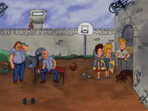 MTV's Beavis and Butt-Head in Virtual Stupidity (Windows) screenshot: Prison gym