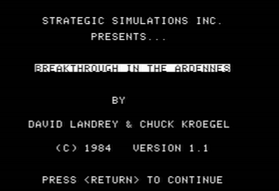 Breakthrough in the Ardennes (Apple II) screenshot: Introduction