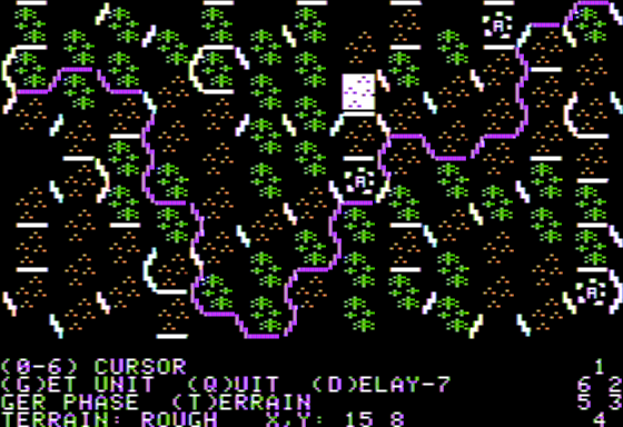 Breakthrough in the Ardennes (Apple II) screenshot: Terrain Viewer