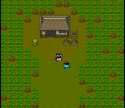 Shin Momotarō Densetsu (SNES) screenshot: A lonely house in the middle of a forest...
