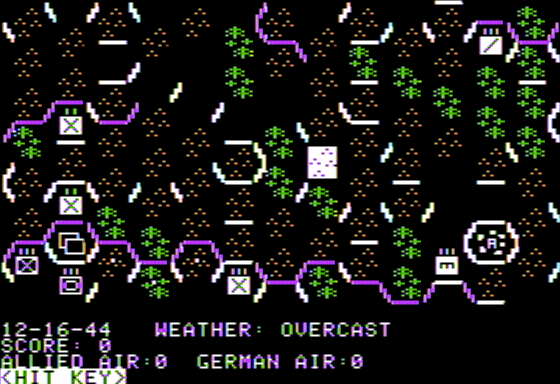 Breakthrough in the Ardennes (Apple II) screenshot: Starting Location Gameplay