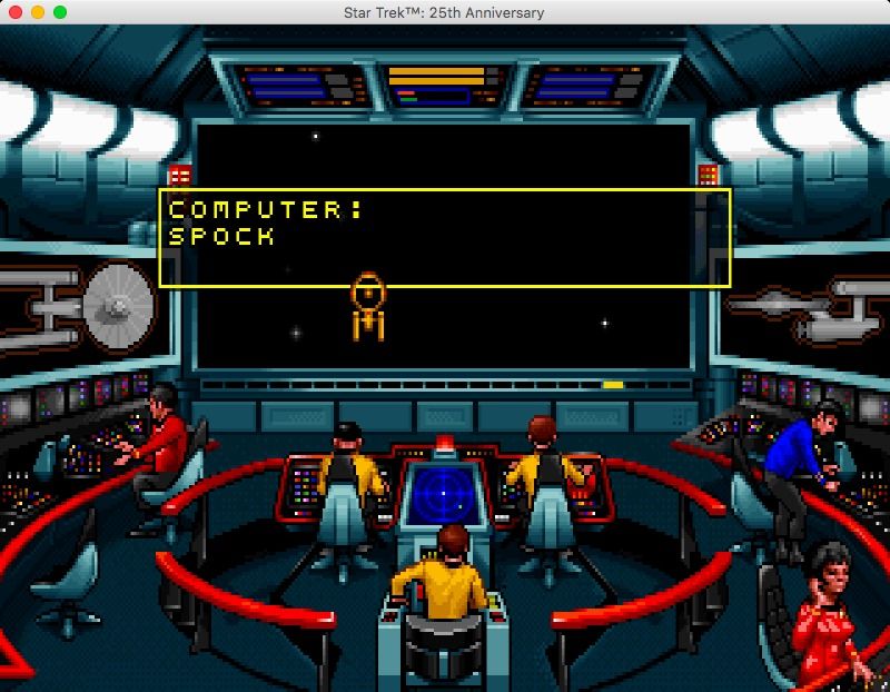 Star Trek: 25th Anniversary (Macintosh) screenshot: Typing text commands for ship's computer