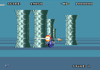 Super Thunder Blade (Genesis) screenshot: Damn pillars!