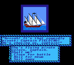 Sid Meier's Pirates! (NES) screenshot: Pirate ship