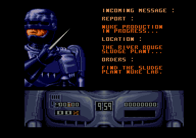 RoboCop 2 (Amstrad CPC) screenshot: Level 1 info