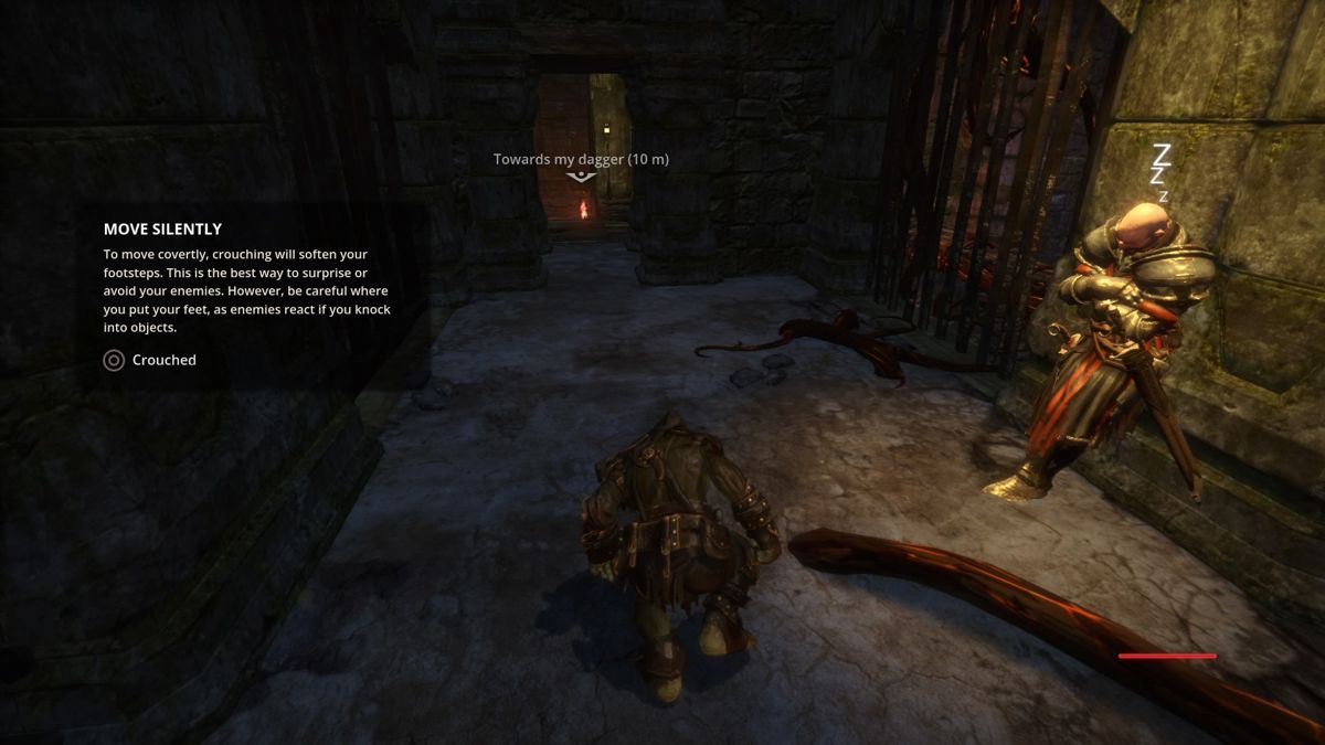 Styx: Master of Shadows (PlayStation 4) screenshot: Move silently so the guard doesn't wake up