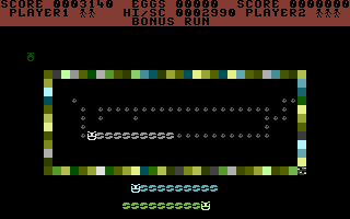 Squirm (Commodore 16, Plus/4) screenshot: Bonus Run.