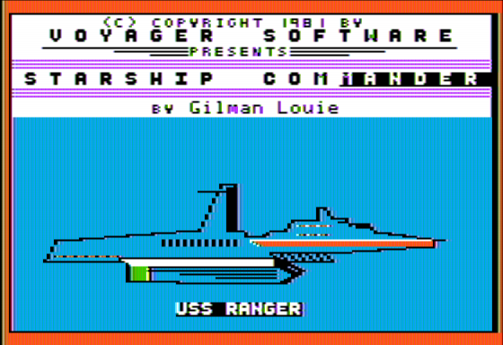 Starship Commander (Apple II) screenshot: Title Screen