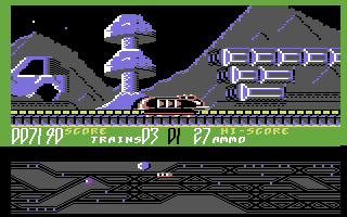 Suicide Express (Commodore 64) screenshot: Zooming on the track.