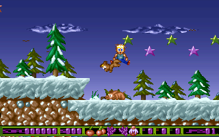 Doofus (DOS) screenshot: Getting killed in a snowy town.
