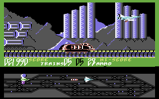 Suicide Express (Commodore 64) screenshot: Blast the aliens.
