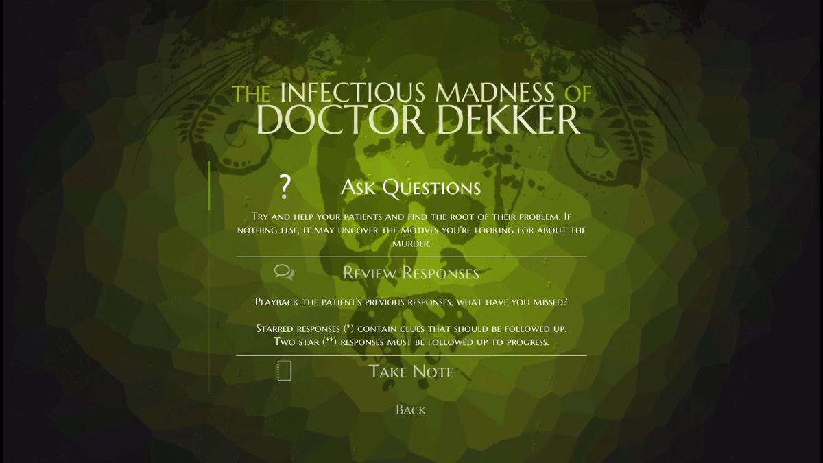 The Infectious Madness of Doctor Dekker (PlayStation 4) screenshot: Help screen