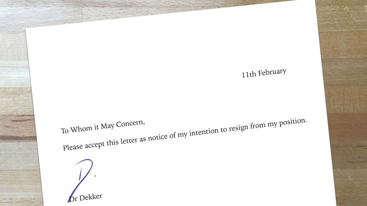 The Infectious Madness of Doctor Dekker (PlayStation 4) screenshot: Dr. Dekker's letter of resignation