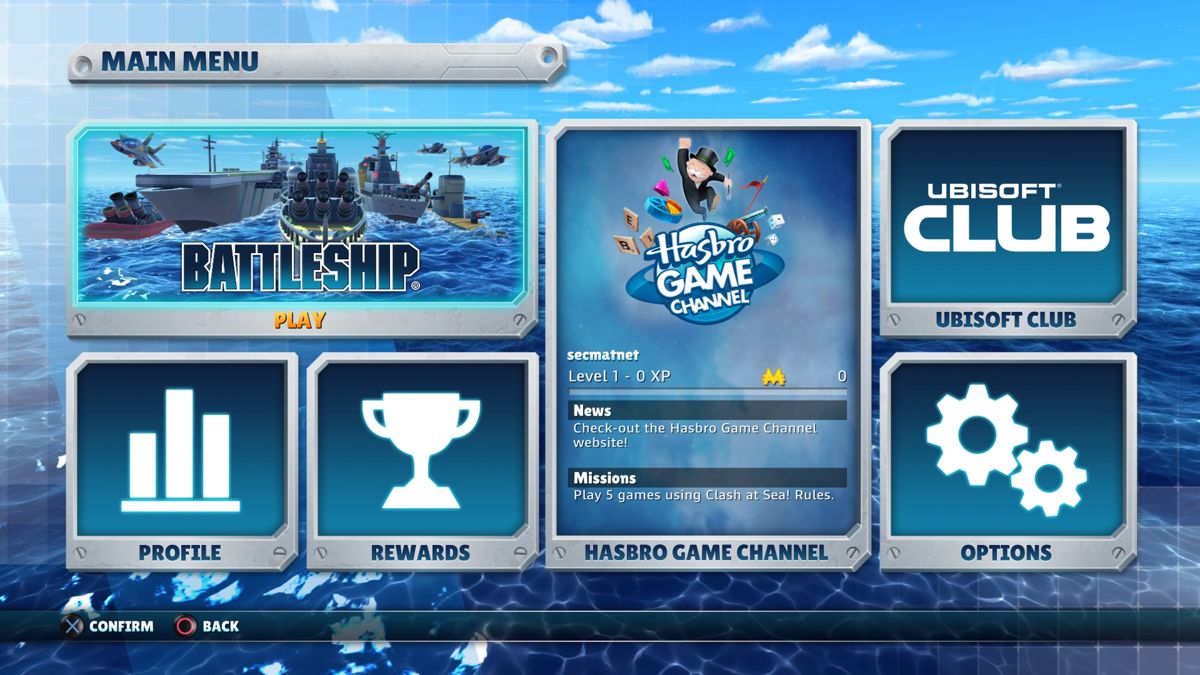 Battleship (PlayStation 4) screenshot: Main menu