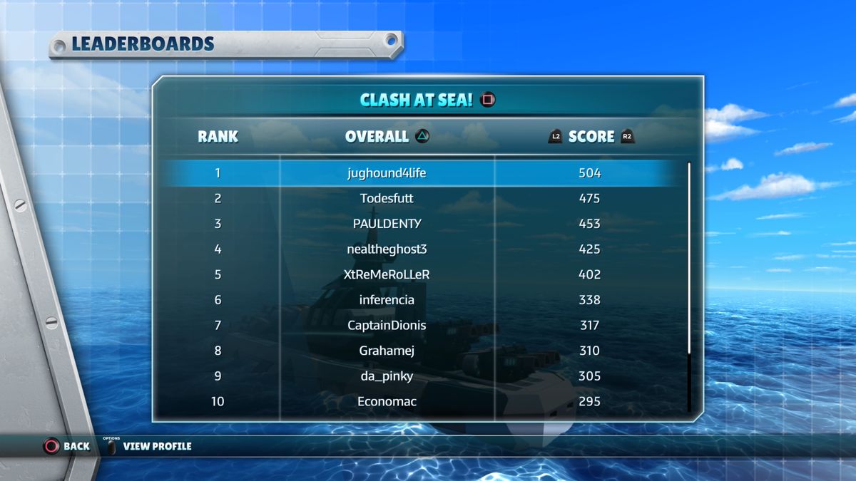 Battleship (PlayStation 4) screenshot: Leaderboards