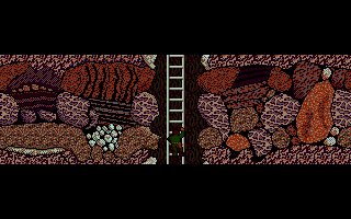 Legend of the Lost (Atari ST) screenshot: Climbing a ladder looking at interesting geological formations