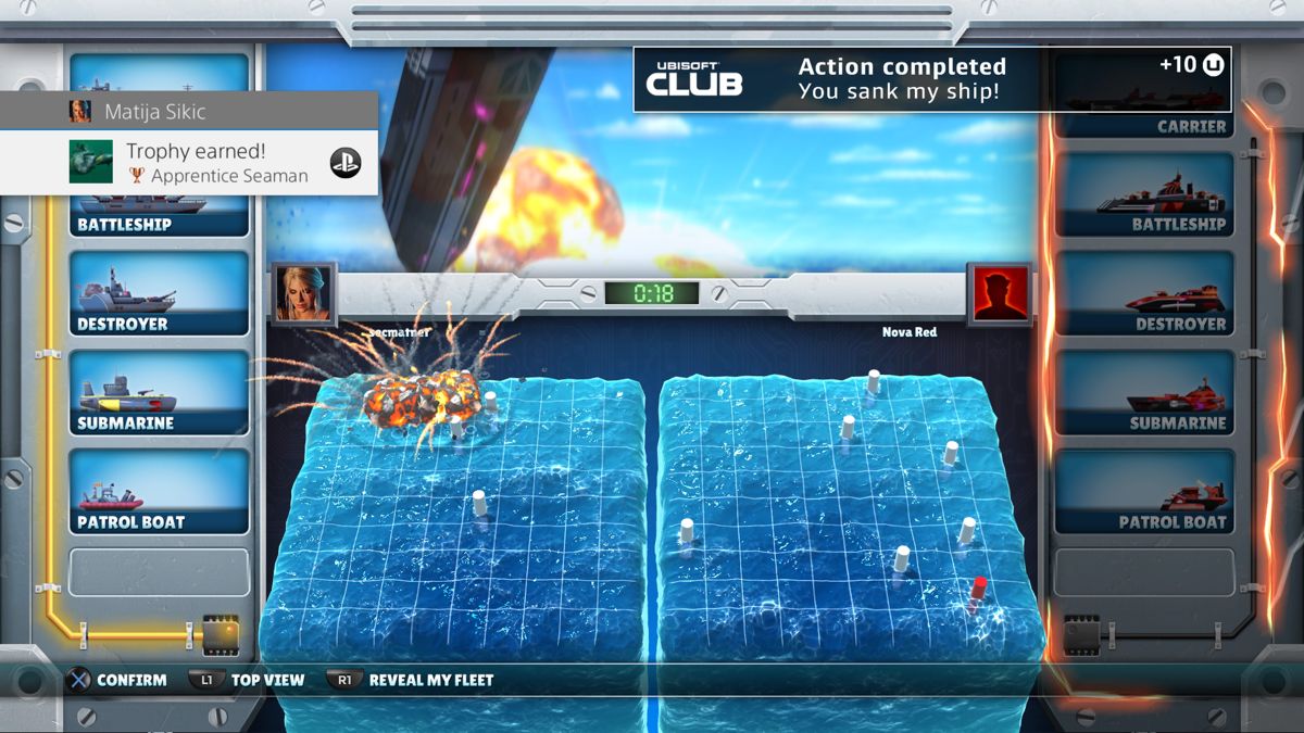Battleship (PlayStation 4) screenshot: Earning trophy upon sinking the first ship
