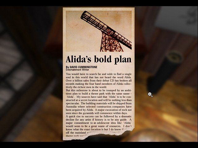 Alida (Windows) screenshot: Newspaper clipping with history about the island