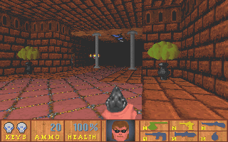 Kaos (DOS) screenshot: Castle interior, no monsters yet.