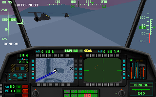 Gunship 2000 (DOS) screenshot: When possible, ask your wingmen to open the way.