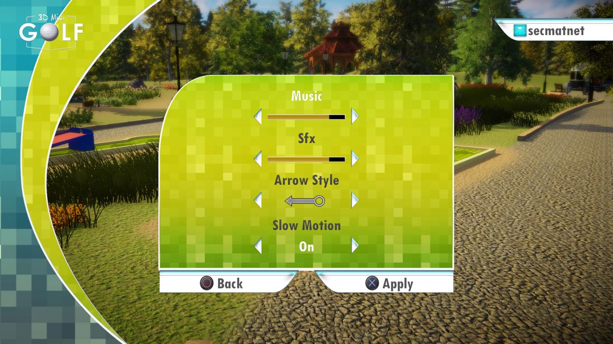 3D Mini Golf (PlayStation 4) screenshot: Game options