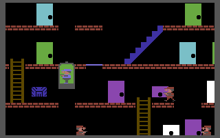 Gumshoe (Commodore 64) screenshot: Going up.