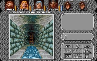 Amberstar (DOS) screenshot: Twinlake sewer dungeon